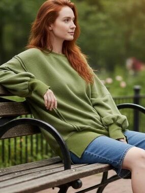 We The Free Camden Sweatshirt in Green Goddess size L